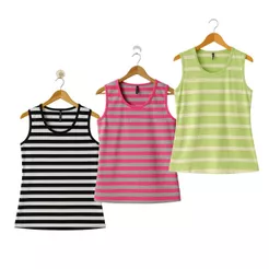 kit 3 Regatas plus size algodao com elastano listradas
