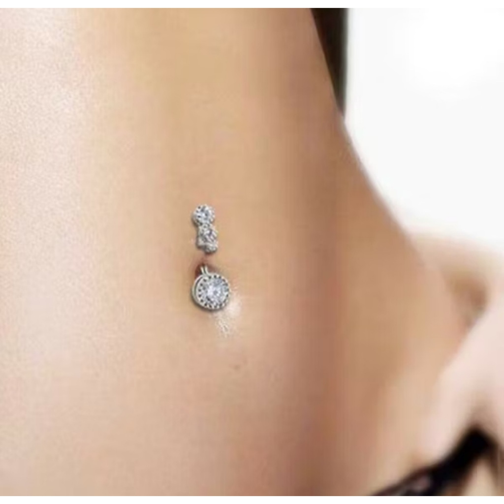 Pircing Umbigo Aço  Com  4 Pedras  De Zircônia Jóia