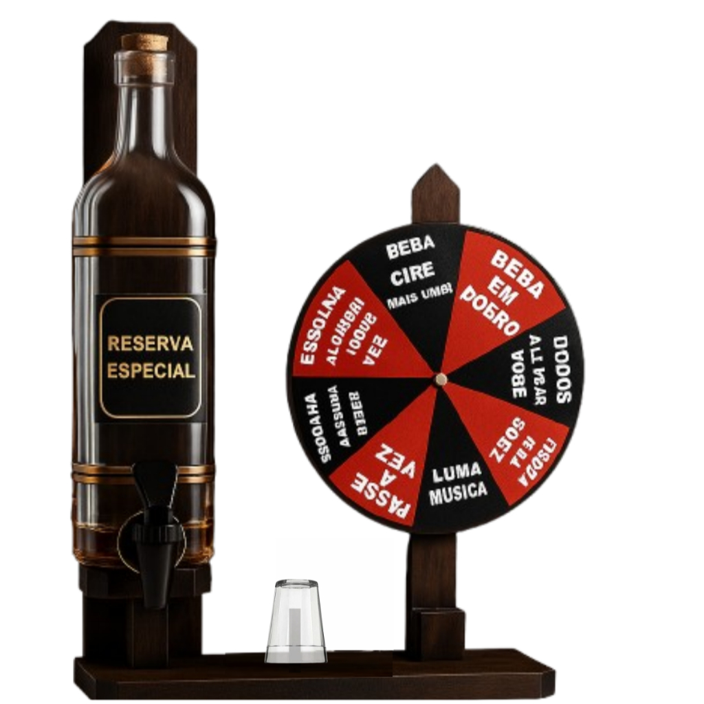 Pingometro De Mesa Porta Cachaça Com Roleta Shot Drink