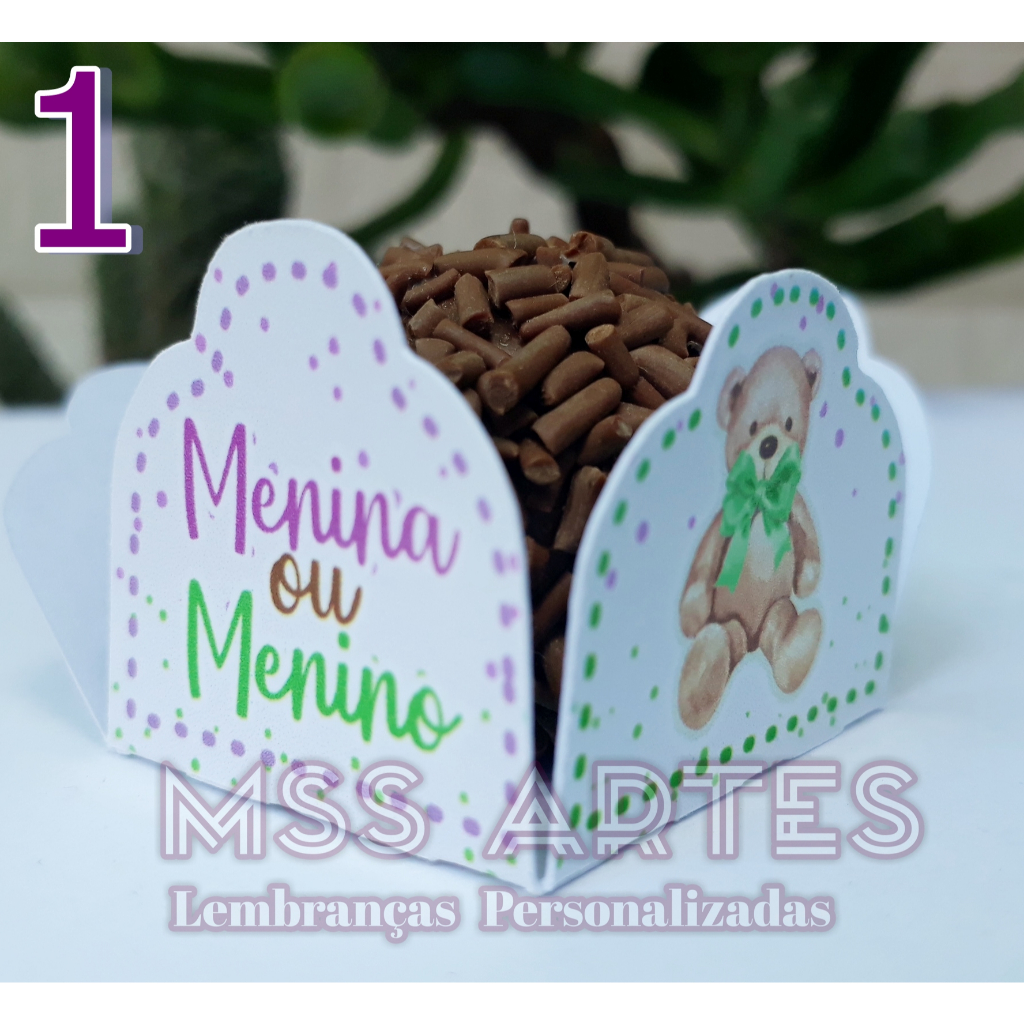 Forminhas personalizadas / Forminhas para docinho / Forminhas de Brigadeiro Chá Revelação Lilás e Verde