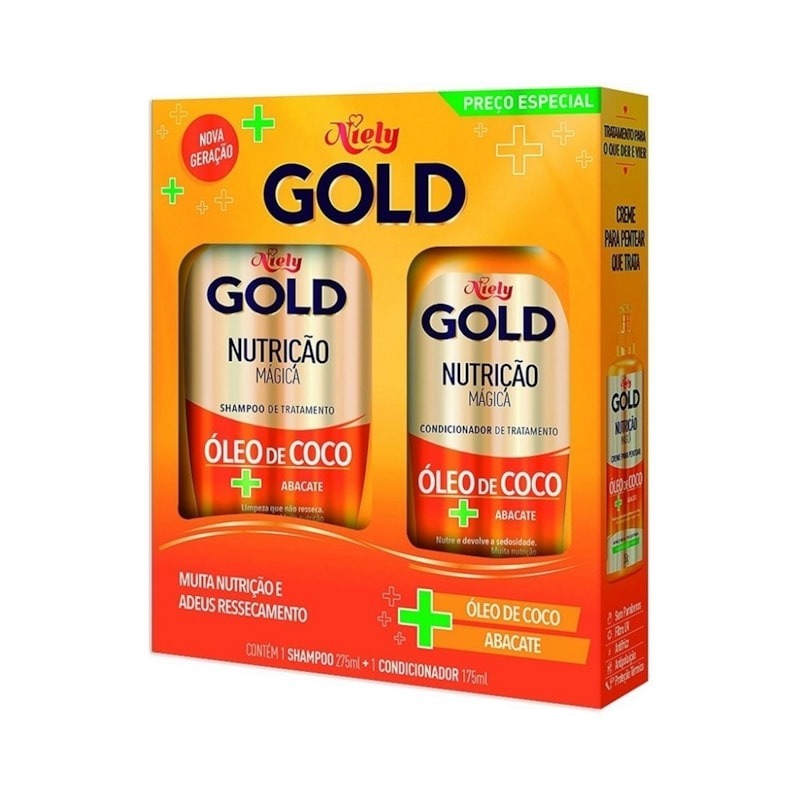 Kit Niely Gold Nutrição Magica Shampoo 275 ml + Condicionador 175ml em Oferta na Shopee