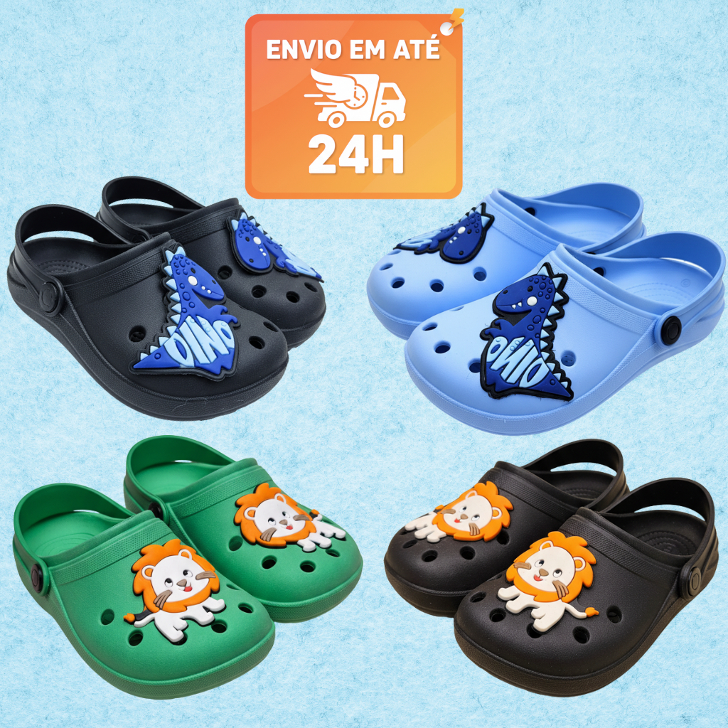 Sandália Infantil Menino Dinossauro Babuche Leve Confortável Macia Promoção Envio Rápido