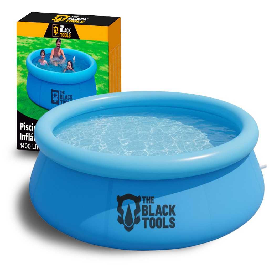 Piscina Inflável Redonda 1400 Litros Infantil Azul Com Borda The Black Tools em Oferta na Shopee