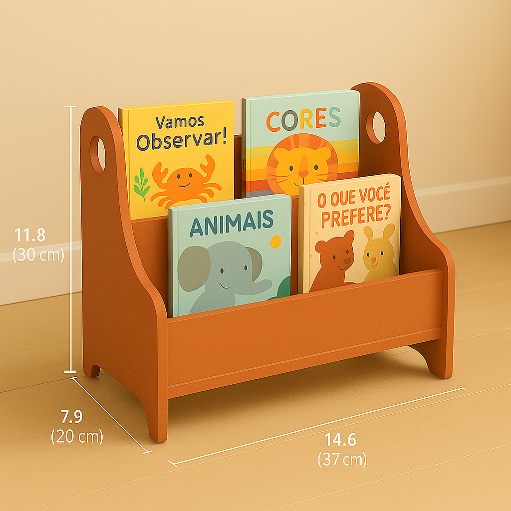 Revisteiro Infantil MDF 18mm Porta Livros Montessoriano