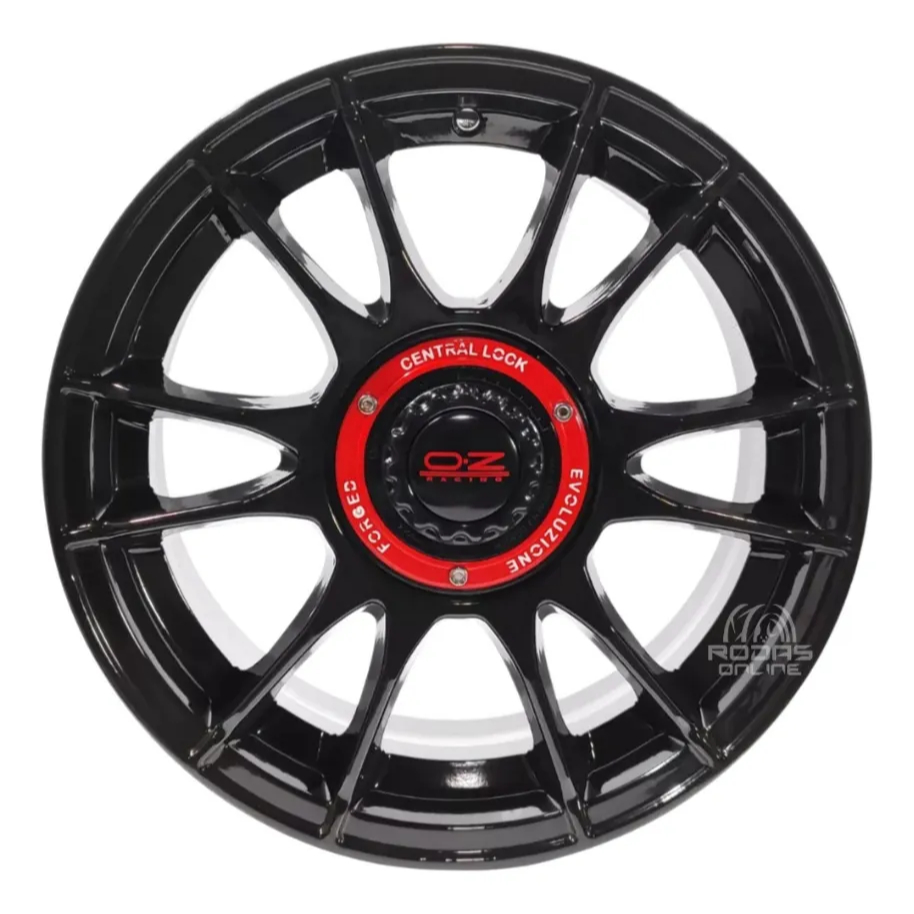 Kit 4 Rodas Aro 17x7,5 5x100/113 Multifuros  Oz Ultra Leggera Vw Fox Polo Golf  Preta Scorro S281