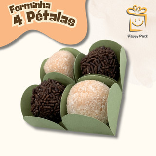 50-400 Forminha 4 Pétalas 3,3x3,3x2,5 Brigadeiro Festa Aniversário Porta Docinhos Oliva Terracota