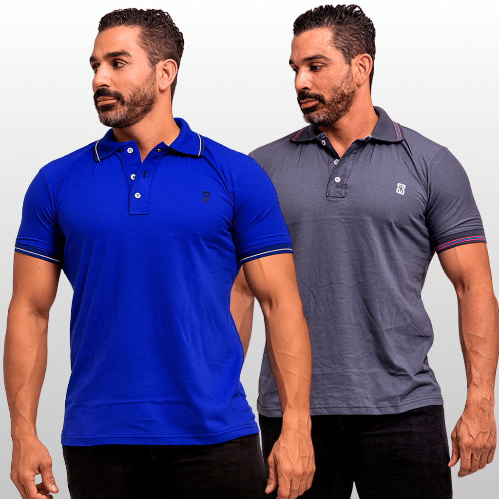 KIT 2 Camisetas Gola Polo 100% Algodão Casual Basica Polo Dia a Dia Premium