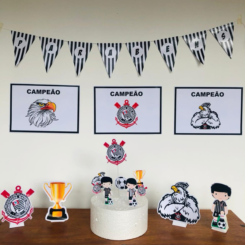 kit só um bolinho do Corinthians papelaria personalizada lembrancinha de festa tema Corinthians