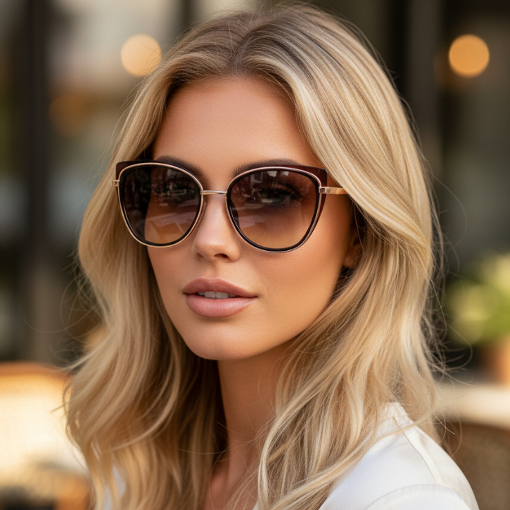 Óculos de Sol Jade Marrom Gatinho Degradê Vintage Retrô Clássico Blogueira uv400 em Oferta na Shopee