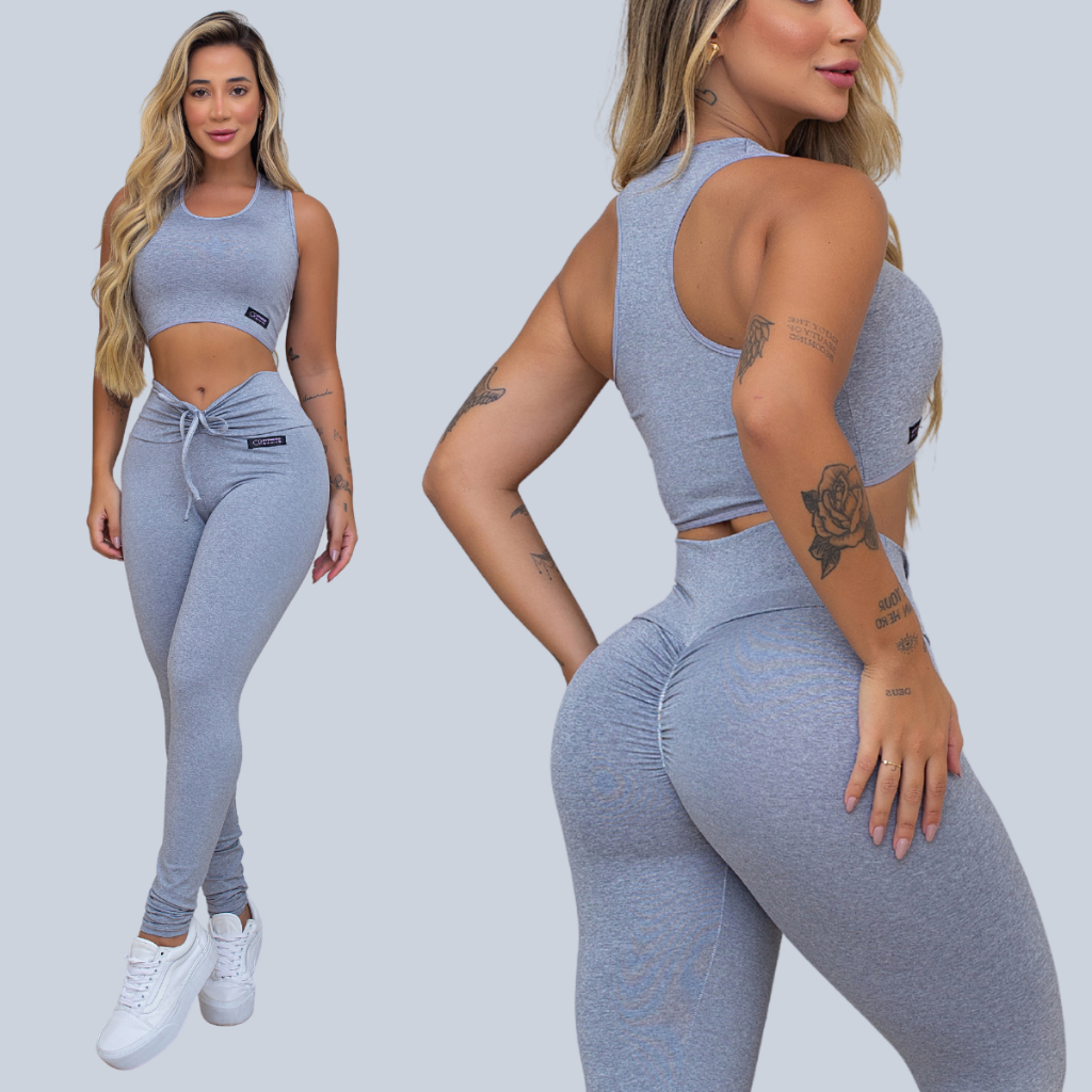 Conjunto Academia Top e Legging Levanta Bumbum