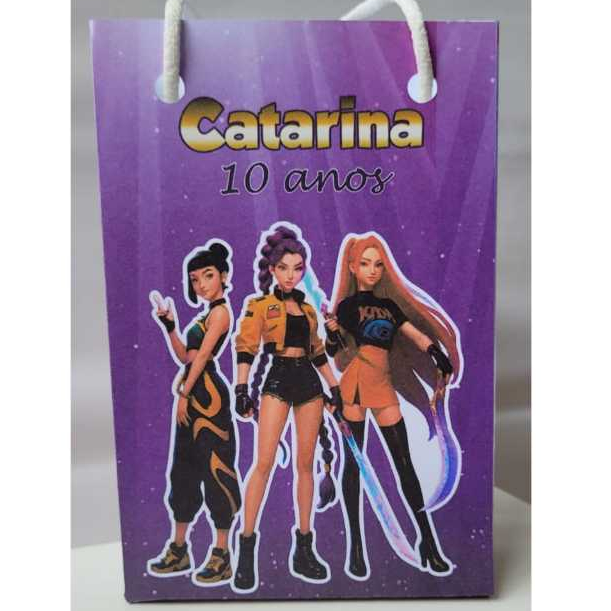 SACOLINHA PERSONALIZADA PARA LEMBRANCINHAS GUERREIRAS DO K-POP / HUNTRIX- PEQUENA