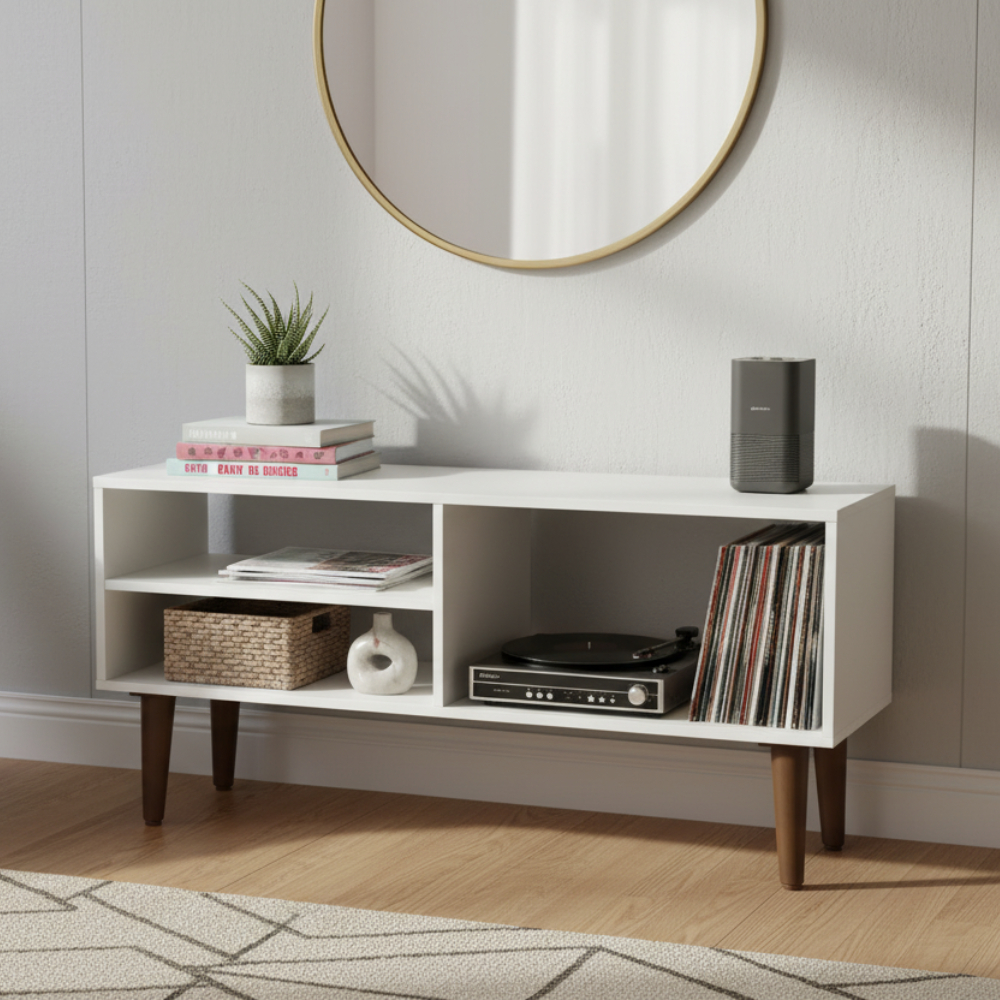 Imagem Rack Pé Retro Vintage Aparador Para Tv Televisão Até 50 Polegadas Sala Quarto Organizador Compacto