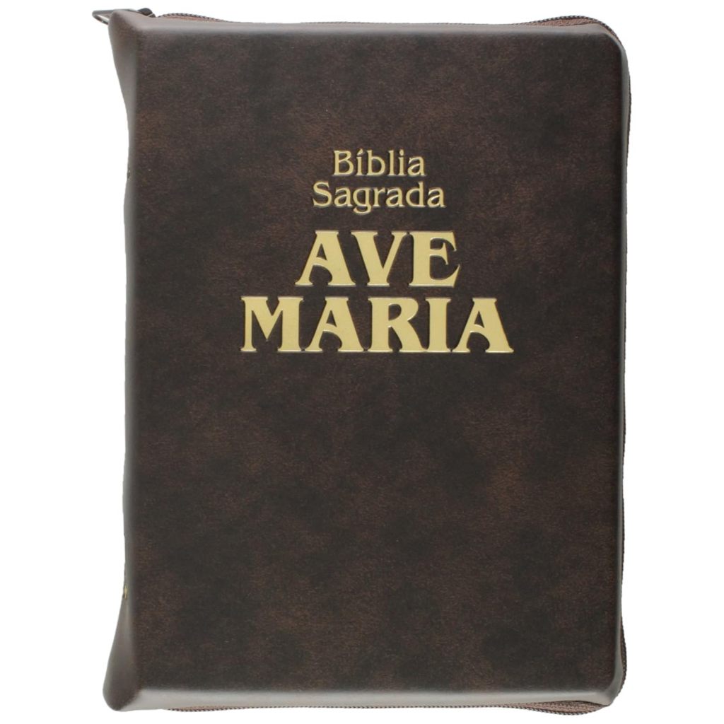 Bíblia Sagrada - Ave Maria - Zíper Média Marrom em Oferta na Shopee