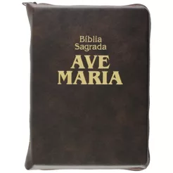 Bíblia Sagrada - Ave Maria - Zíper Média Marrom
