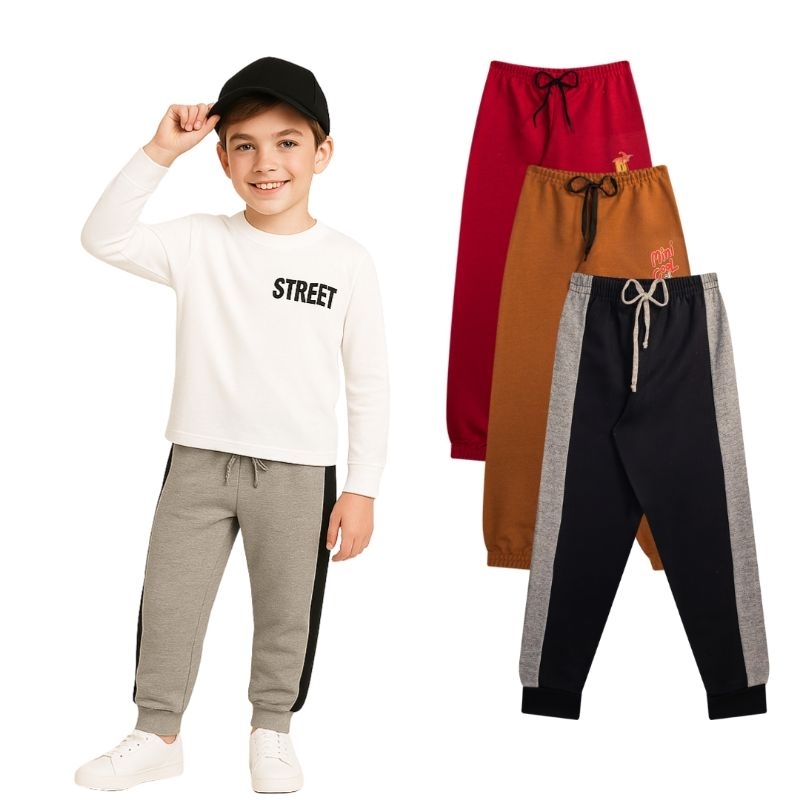 Kit 3 Calças Moletom Infantil Masculino - Calça Moletom Menino - Kit Calça Moletom Infantil