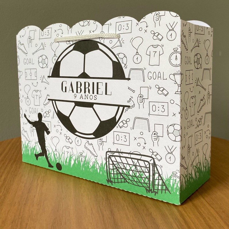Sacolinhas Personalizadas Festa futebol, campo, jogador - PEGUE E MONTE