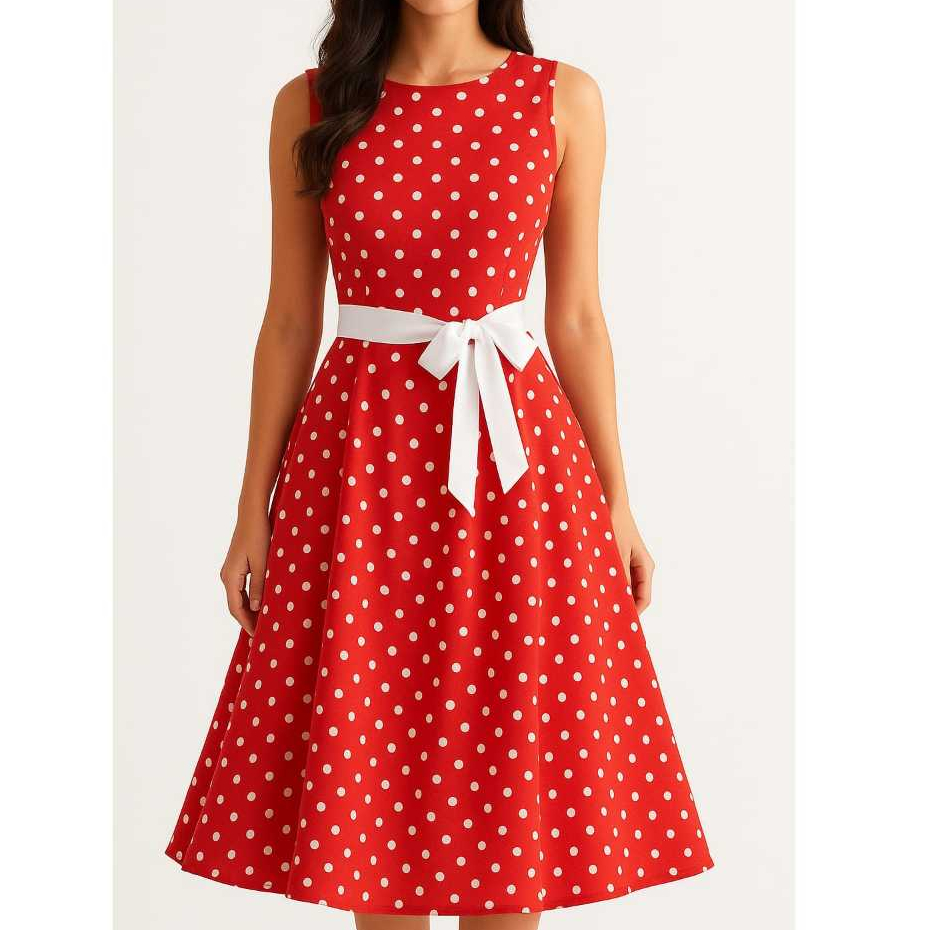 Vestido de Bolinhas anos 60 Feminino regata midi gode suplex