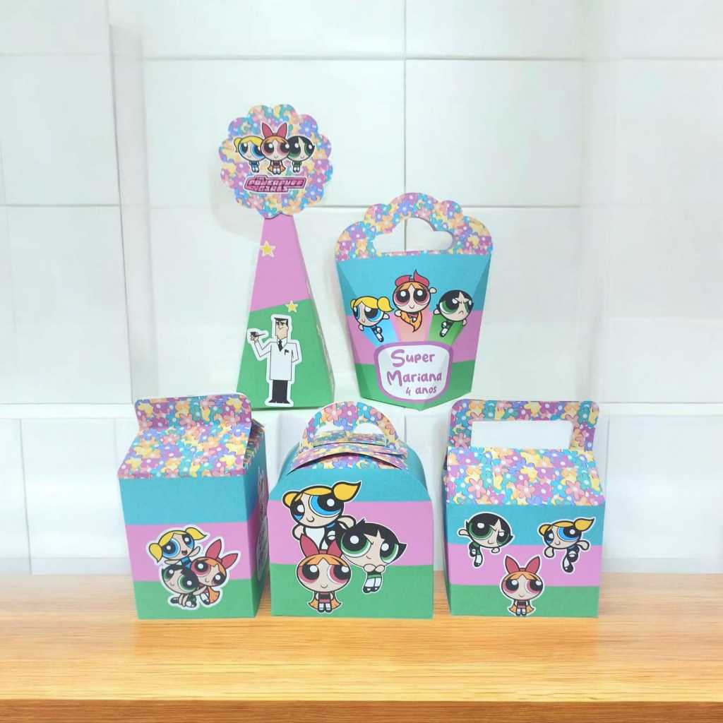 Kit Caixinhas Personalizadas Meninas Super Poderosas Festa Aniversário Lembrancinhas