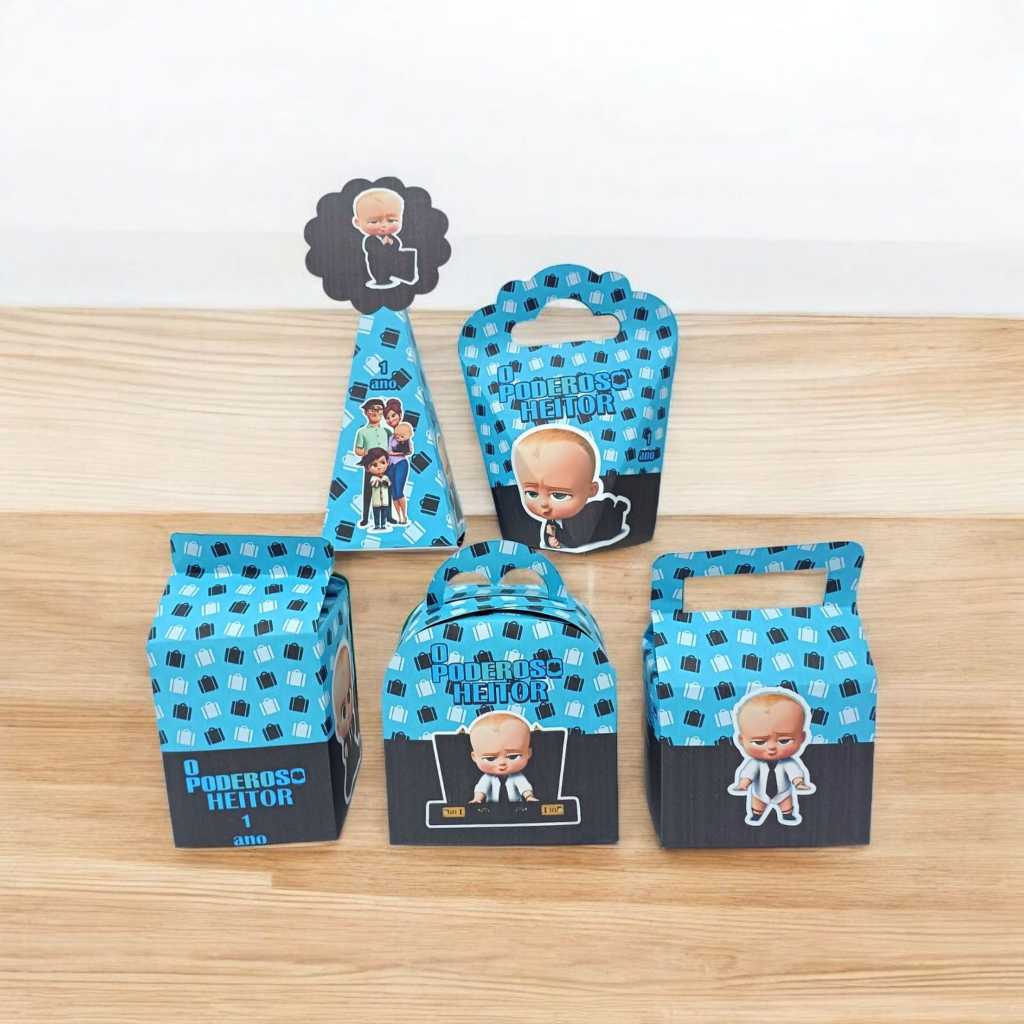 Kit Caixinhas Personalizadas Poderoso Chefinho Festa Aniversário Lembrancinhas