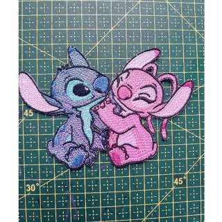 Patch bordado termocolante Casal stitch brilho em Oferta na Shopee