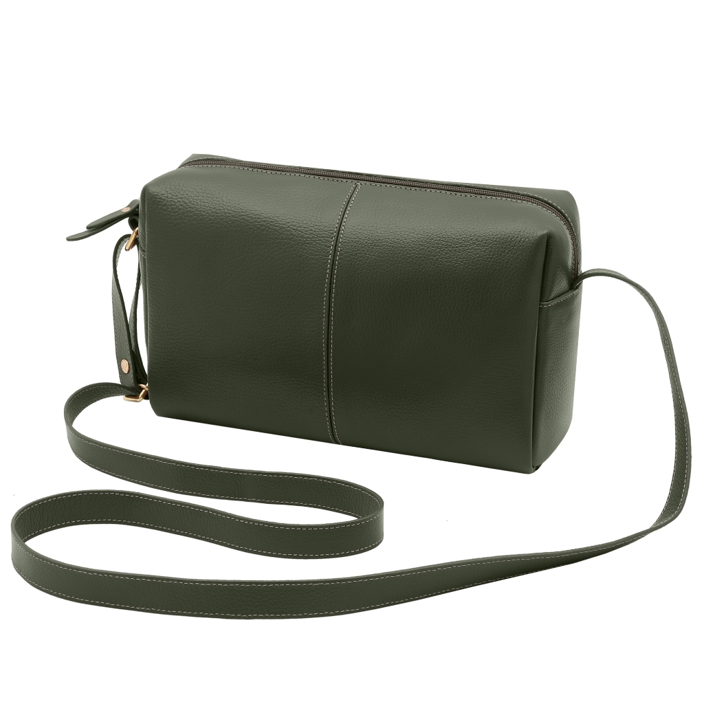 Bolsa Feminina Transversal de Couro Bovino Legítimo Mariart Capim