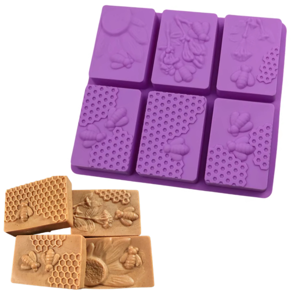 Molde de Silicone Sabonete Artesanal 100g Forma 6 Cavidades Retangular Favo Abelha Sabão Resina Vela em Oferta na Shopee