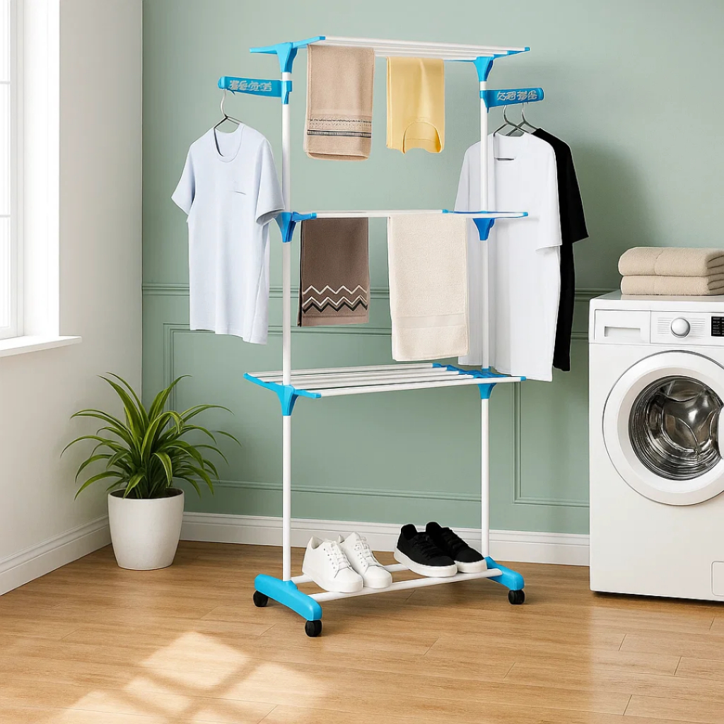 Varal De Chão Roupa Calcinha Grade 3 Andares Dobrável Portátil