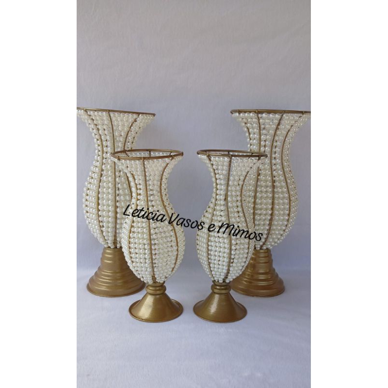 kit de vasos bordado em pérolas ou pedraria  com medidas de 30 e 35cm altura