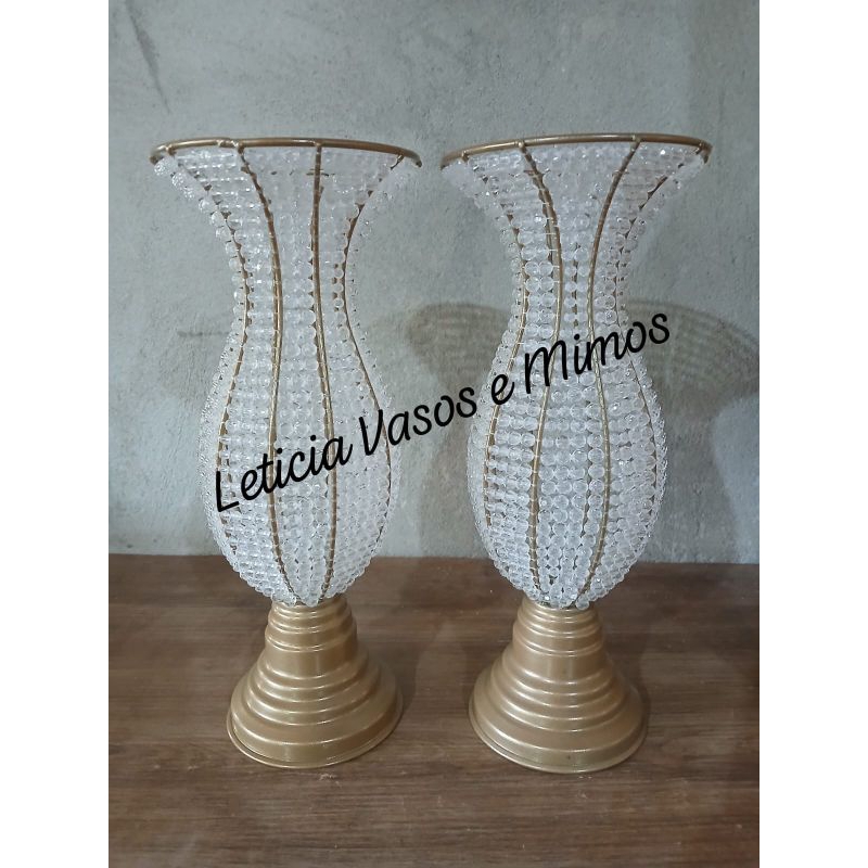 kit de vasos bordado em pedraria ou pérolas  com medida de 35cm altura