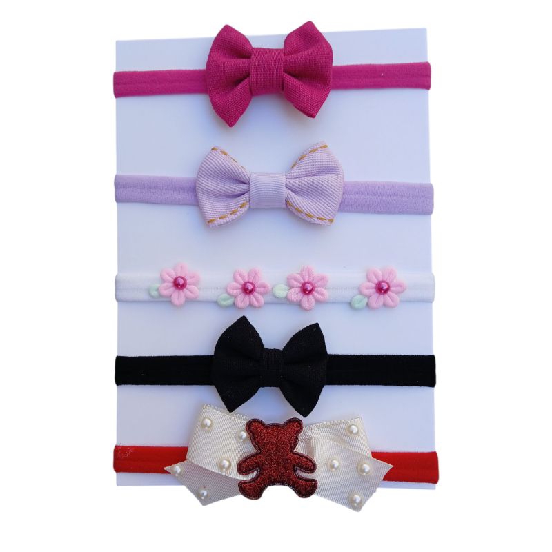 KIT 5 laços Infantil Cabelo /Bebê Tiara Lacinhos/Maternidade Enxoval