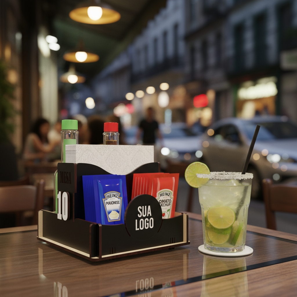 15 Porta Guardanapos e Sachês Personalizado com Logo - Ideal para Bares, Lanchonetes e Restaurantes