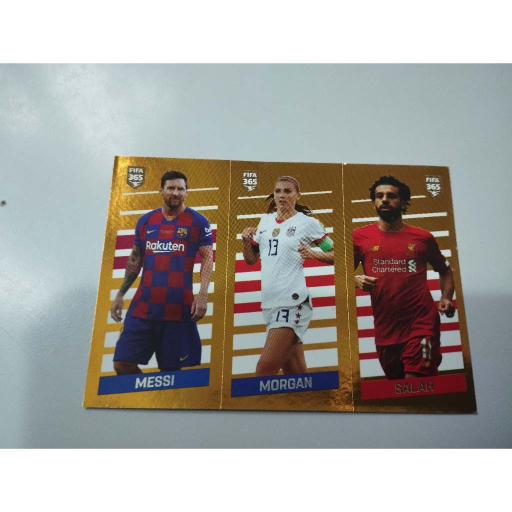 FIGURINHA ESPECIAL JOGADORES MESSI SALAH e MORGAN FIFA 365 DE 2020 PANINI COLECIONISMO FIGURINHAS
