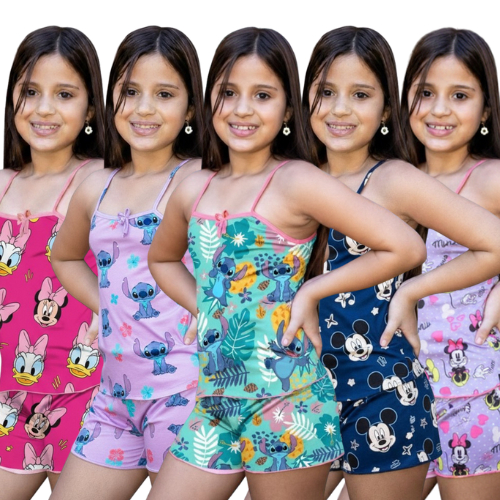 Kit 05 e 03 Pijama Stitch Infantil Menina Short Doll Infantil Pijama Criança em Oferta na Shopee
