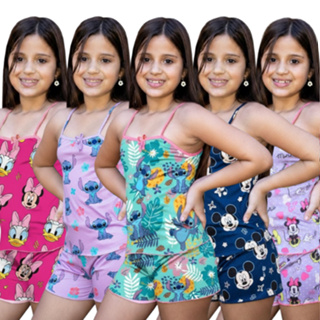 Kit 05 e 03 Pijama Stitch Infantil Menina Short Doll Infantil Pijama Criança em Oferta na Shopee
