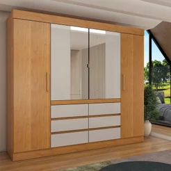 Guarda-Roupa Casal Luxúria 4 Portas 6 Gavetas com Espelho - Panorama Móveis