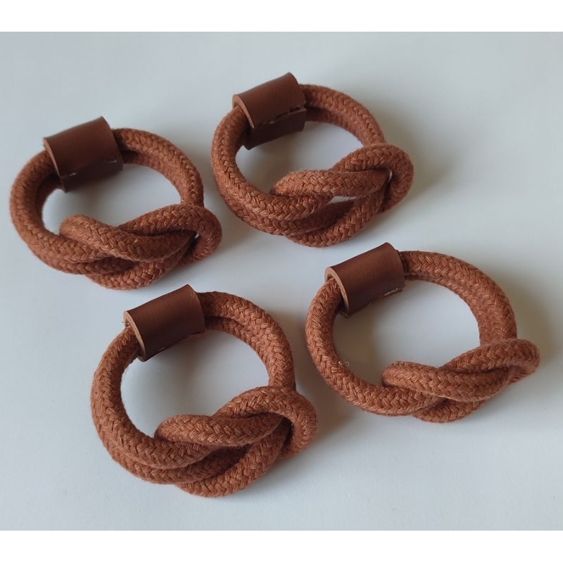 Porta-guardanapo Nó Infinito em Cordão de Algodão - Cor Terracota em Oferta na Shopee