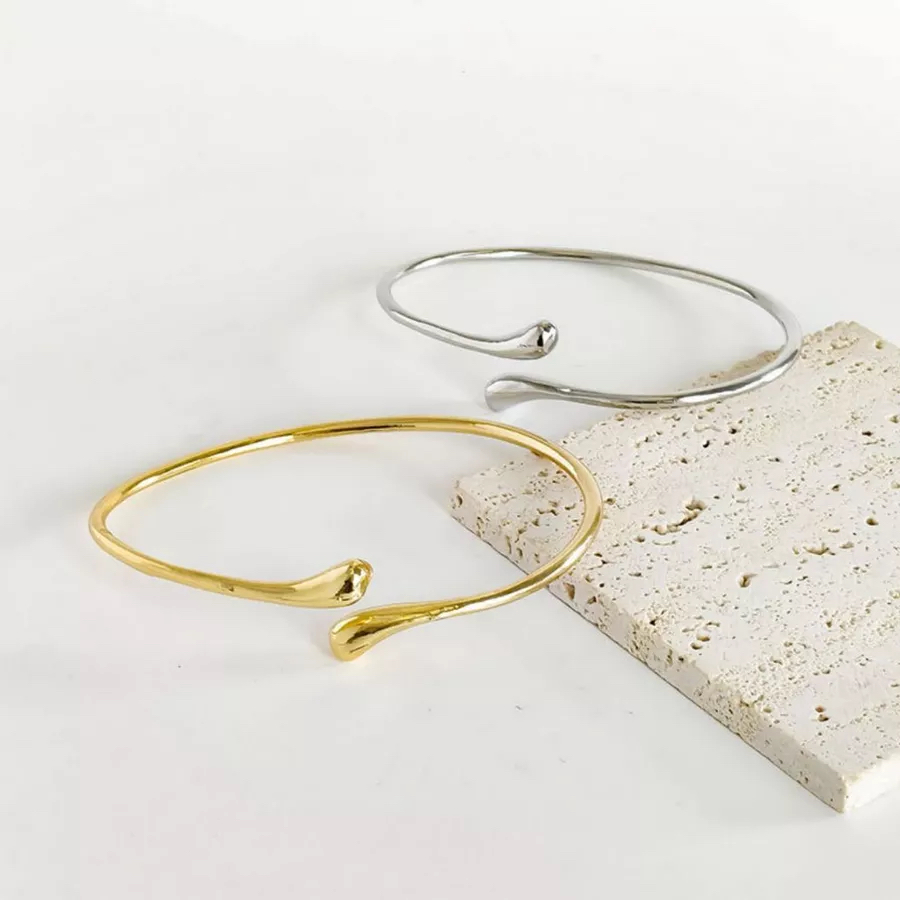 Pulseira Aberta De Lava Ajustável Elegante , Joia De Gota De Água Vegana , Presente Para Mulheres em Oferta na Shopee