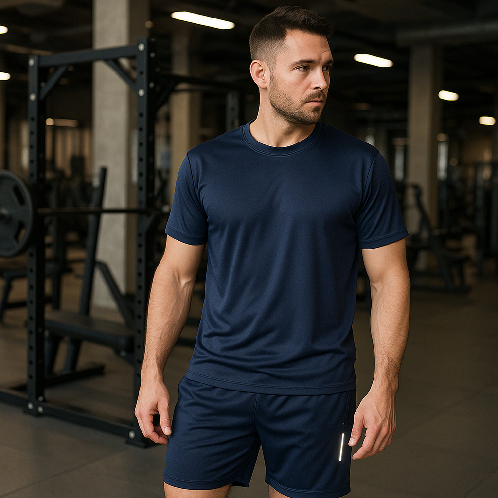 Kit Short e Camiseta Dry-Fit Para Treinos Corrida Academia Masculino Cores Variadas