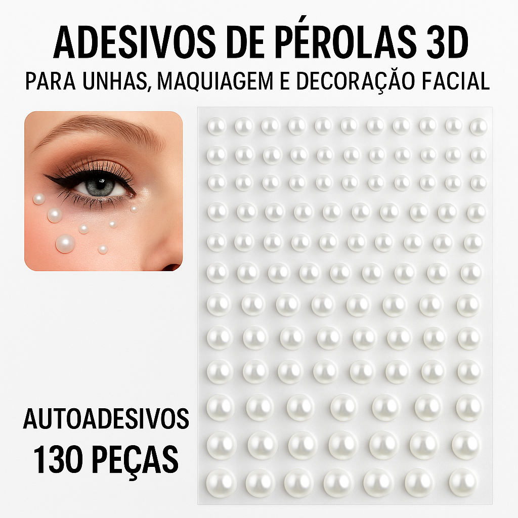 Adesivos De Pérolas 3D Para Unhas Maquiagem e Corpo Autoadesivos Decorativos Femininos em Oferta na Shopee