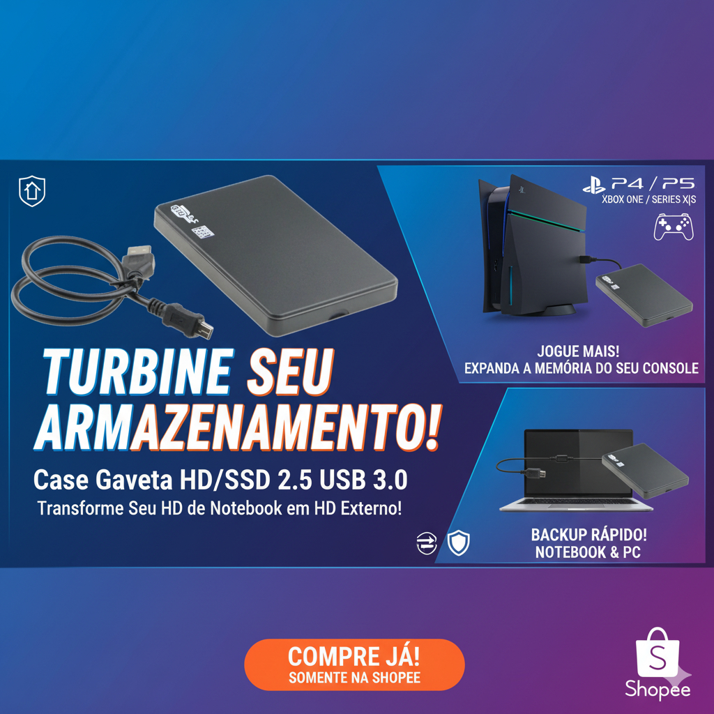 Case para HD sata 2.5, USA 3.0, ideal para XBOX RGH PS4 Armazenamento externo