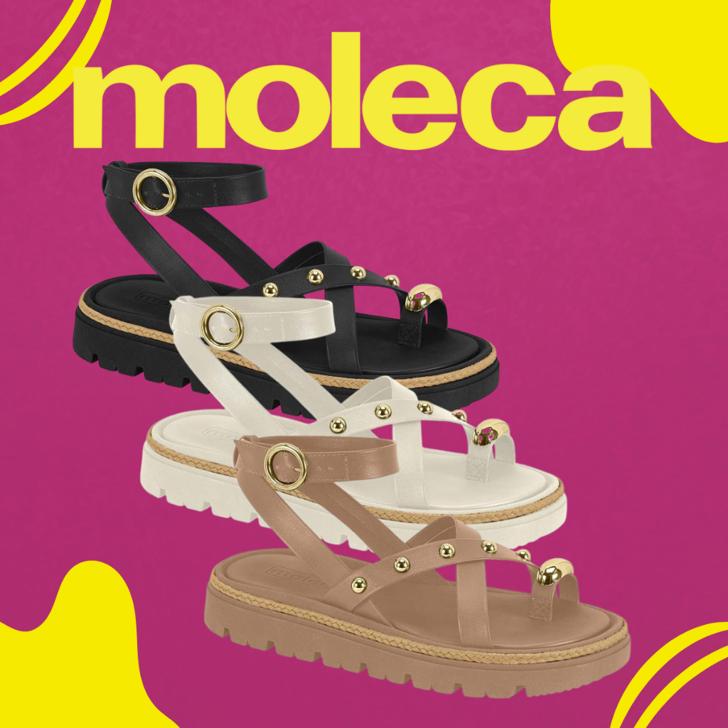Sandália Plataforma Moleca Confortável Macia Feminina Garota Casual Elegante Casual Chique