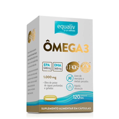 Ômega 3 1000mg com 120 cápsulas de gel - EPA 540mg DHA 360mg - Equaliv em Oferta na Shopee