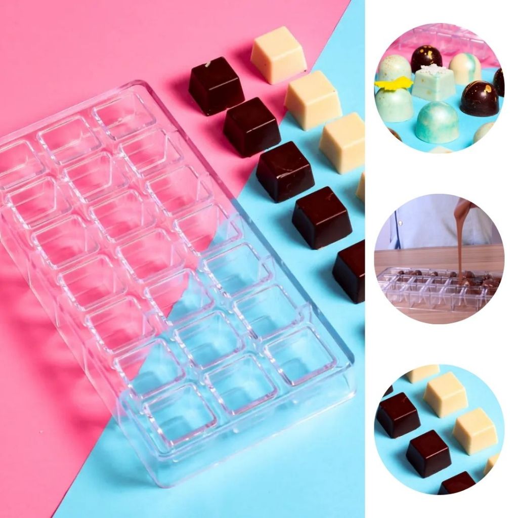 FORMA  PROFISSIONAL PARA CHOCOLATE QUADRADA  20 g TÁBATA ROMERO  (BLUE STAR) em Oferta na Shopee