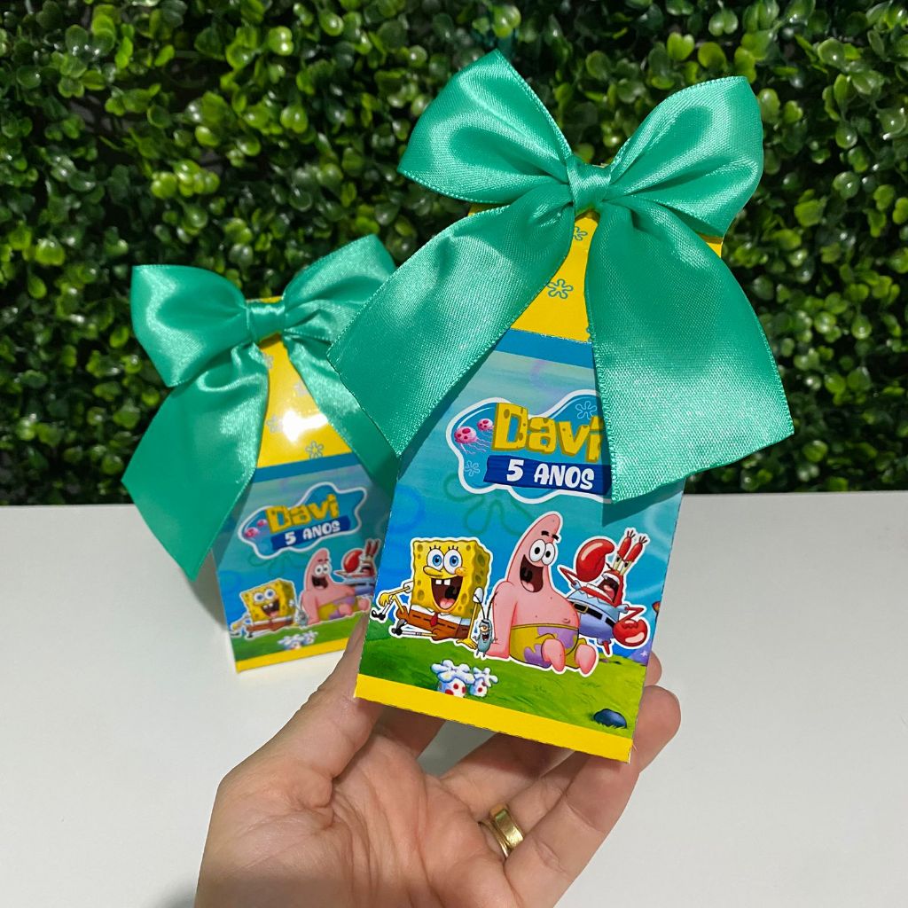Caixinha Milk Bob Esponja Personalizada Lembrancinha Festa Infantil Aniversário Guloseimas Decorativa