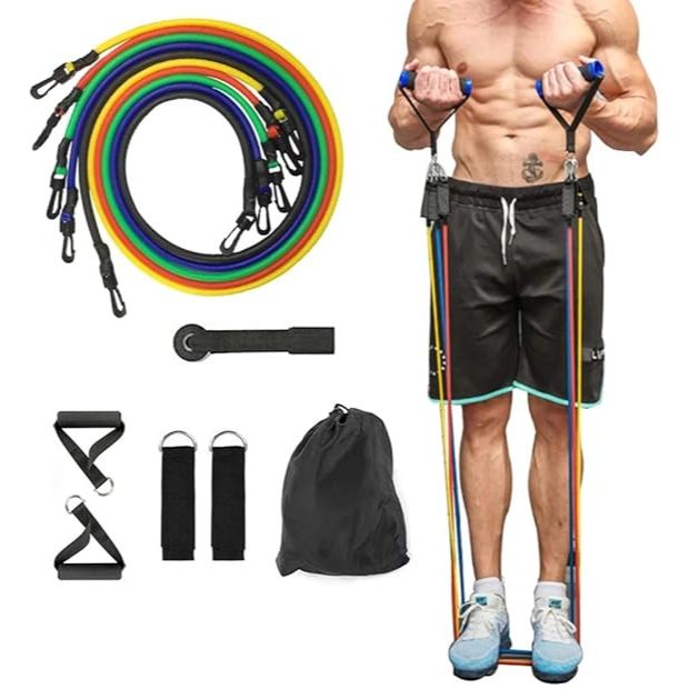 Elástico Extensor Exercício Funcional Treino em Casa Ginástica Yoga Pilates Kit 11 Peças