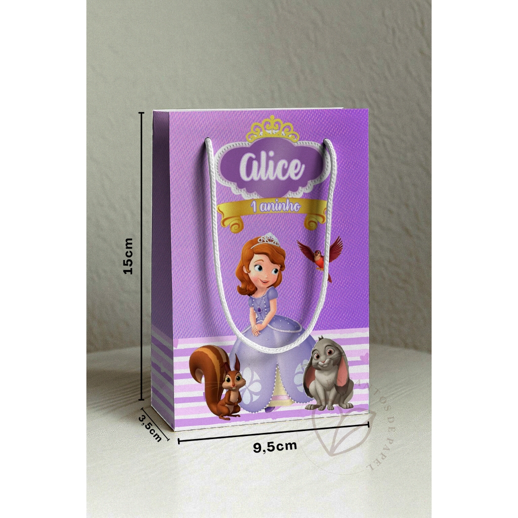 Kit Sacolinha Personalizada Princesa Sofia | Lembrancinha Festa Infantil | PEGUE E MONTE