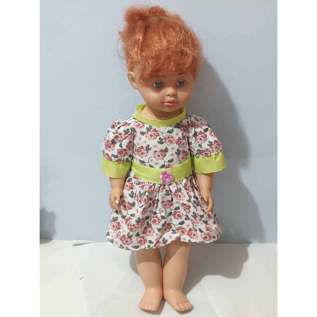 Boneca Antiga Vestido Florido Ruiva – 43cm