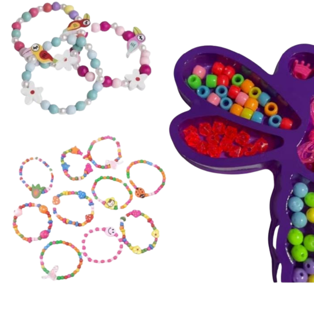 Biju Infantil Colorido c/ 90 Miçangas Meninas Montagem Pulseiras e Colares Presente