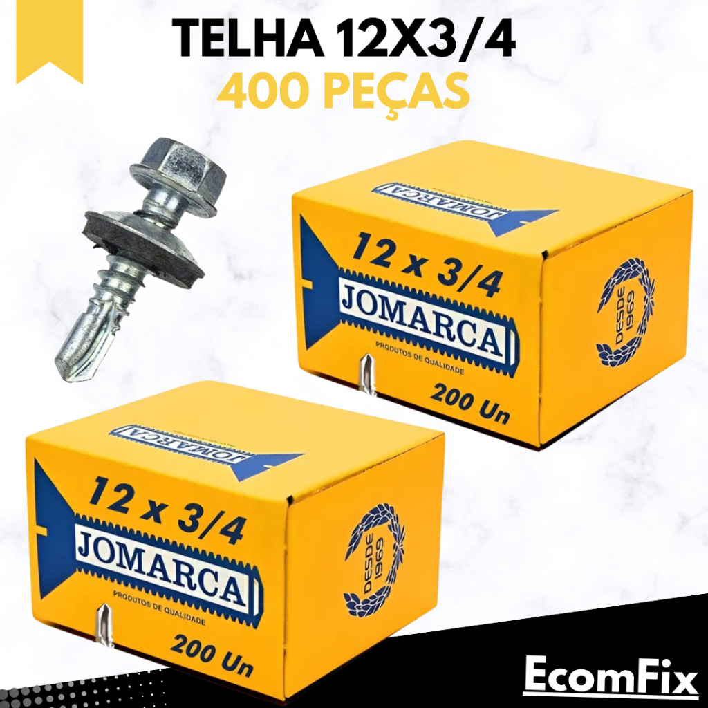Parafuso Para Telha Auto Brocante Sextavado 5,5x19mm (12x3/4) 400 Peças - JOMARCA em Oferta na Shopee