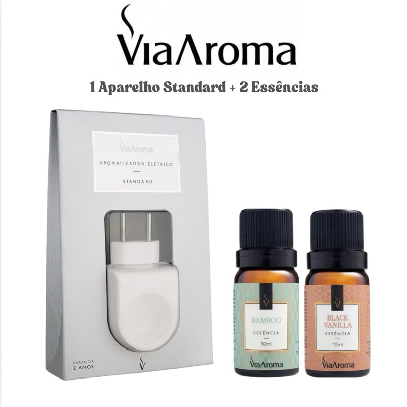 Difusor Aromatizador de Ambiente Elétrico Standard Branco Via Aroma+2 Essencias a Escolher em Oferta na Shopee